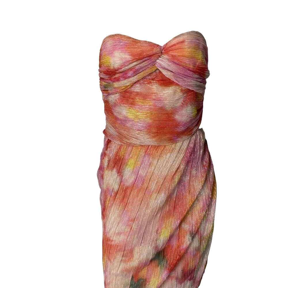 NEW JEWEL Badgley Mischka Women's Sheath Dress Pink/Multi Size 4 Strapless